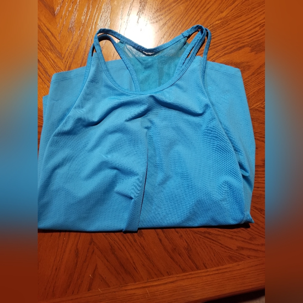 Blue lightweight athletic tank top